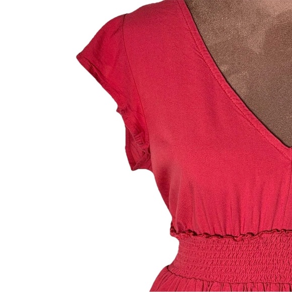 Roxy Smocked V-neck Ruffled Cap Sleeves Dress Junior’s Size L with Pockets - Picture 3 of 13